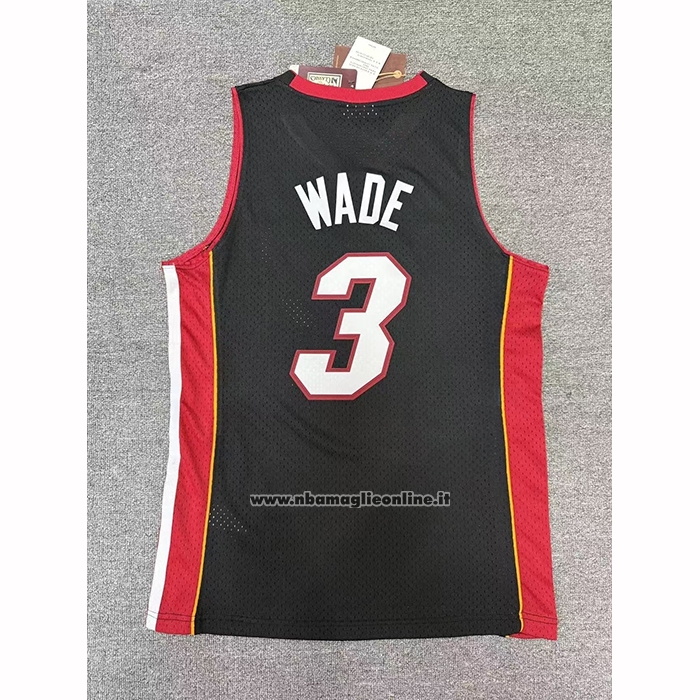 Maglia Miami Heat Dwyane Wade No 3 Mitchell & Ness 2012-13 Nero